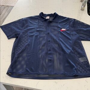 Nike Supreme Men's Navy Mesh Button Down Shirt